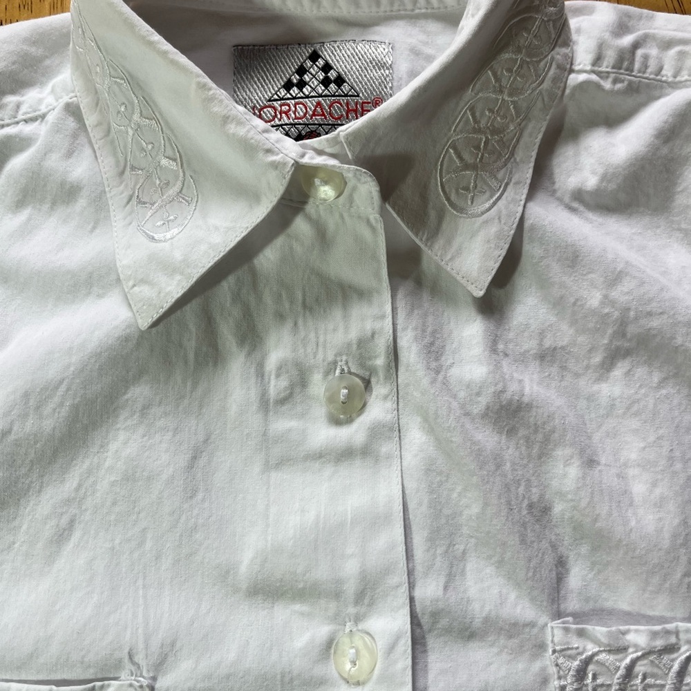 Vintage Jordache White Western Blouse M Women’s 100% Cotton Embroidered Detail - Picture 3 of 10